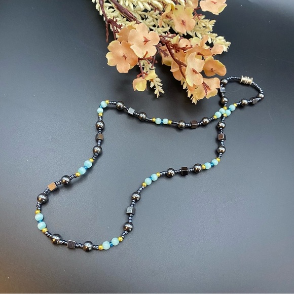 Beaded Hematite Seed Bead Necklace - Picture 2 of 4